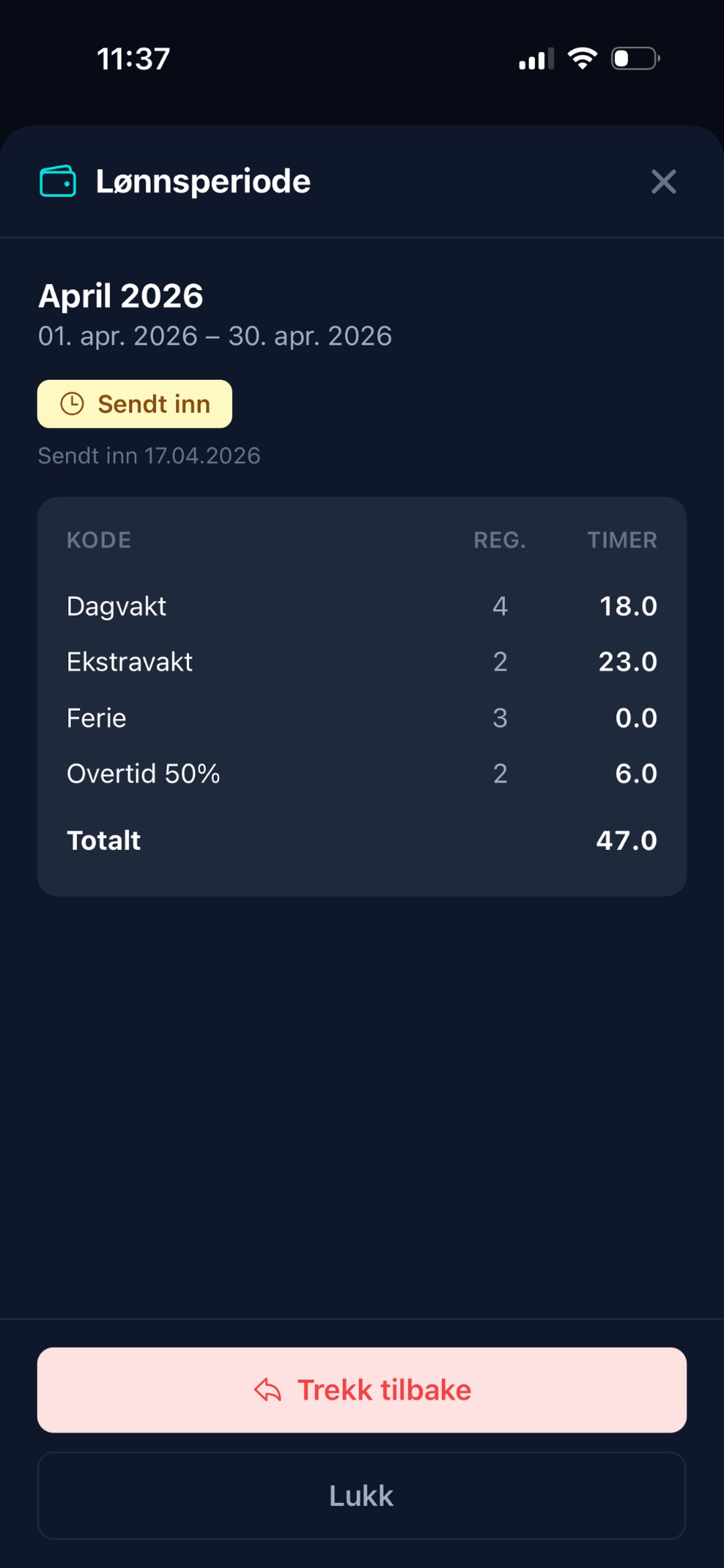 Skjermbilde av mobil