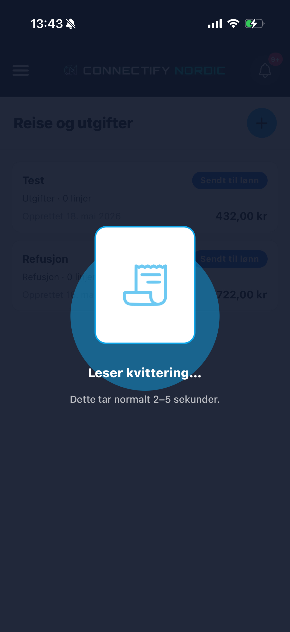 CN-mobilappen – SmartScan leser kvittering